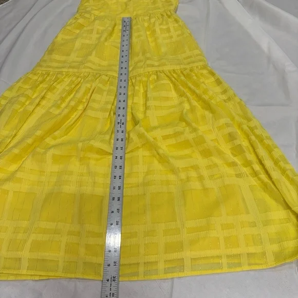 Adelyn Rae Maxi Dress Womens XS Yellow V Neck Tiered Puff Sleeves Boho Flowy - Picture 5 of 9